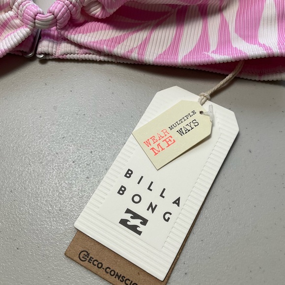 Billabong Swim Bikini Top Pink Small Sweet Waves Drew Bandeau Tropical New - Picture 3 of 7